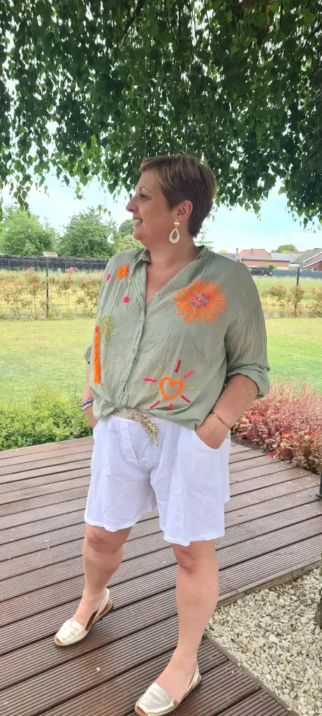 Short en lin Vicky (avec ceinture en corde) 