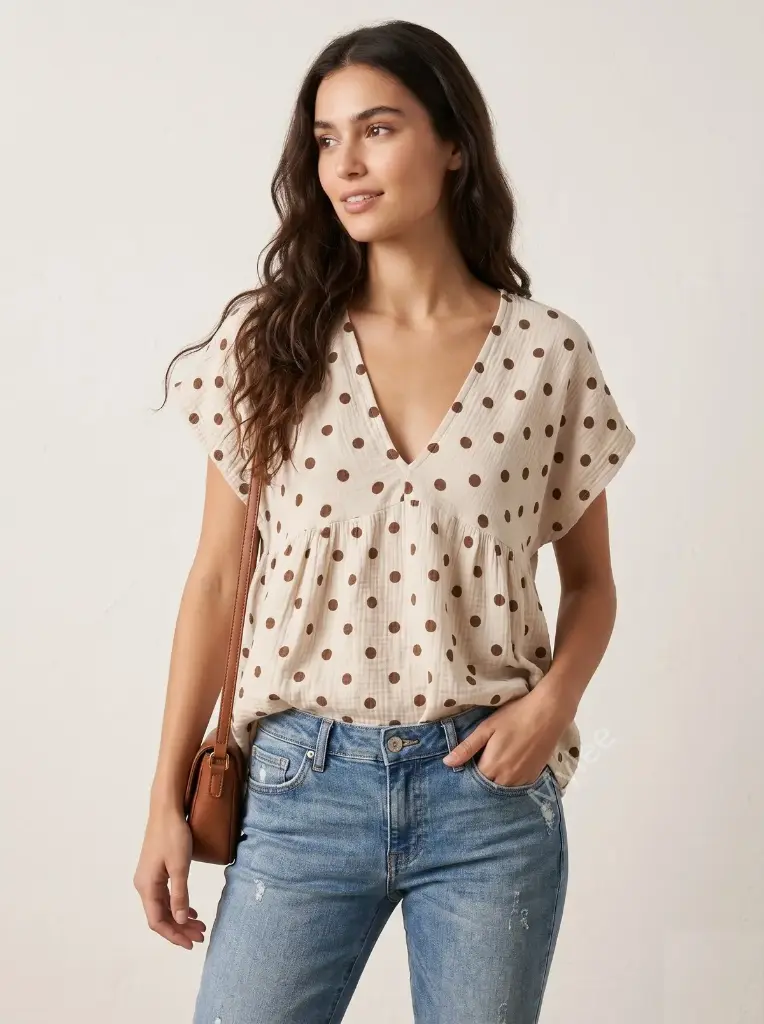 Blouse à pois gaze de coton