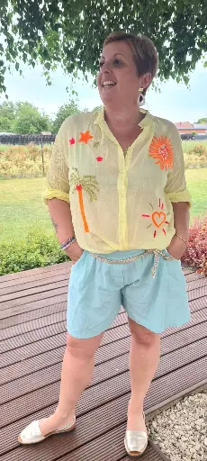 Short en lin Vicky (avec ceinture en corde) 